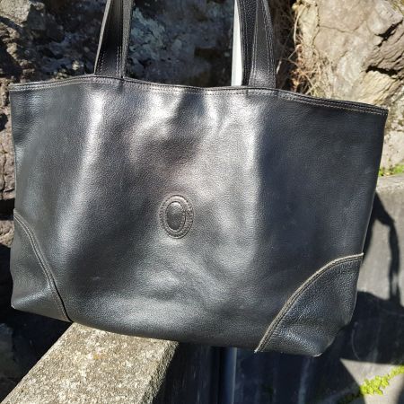 Black Vintage Leather Shopper Bag