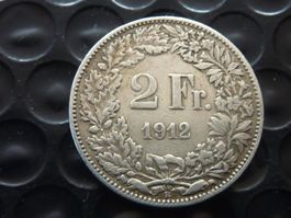 2 Fr. 1912  Auflage 0,40 Mio. Prägungen  -  Ungereinigt  -