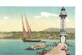 Genève / Genf, le Port, Hafen, Barke Segelschiff, Leucthturm