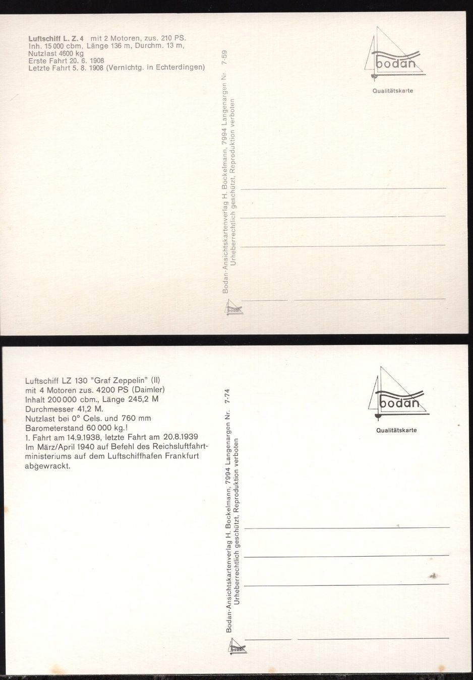 Cartes postales: 4 Karten Zeppelinluftschiff – Neuf (Voir description) à Aarau par kufi44 1