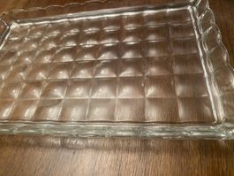 Glasplatte Servierplatte Kristallglas, vintage Design.