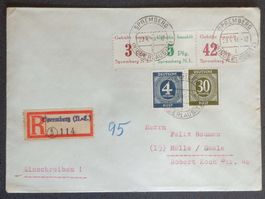 SPREMBERG 1946: R-Umschlag mit 3,5,42 Pf+Gemeinschaftsausg.