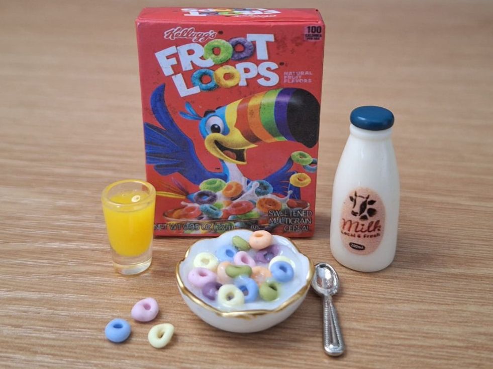 Case e mobili per bambole: Handmade Froot Loops Frühstück Set, Auch für Maileg – Nuovo (secondo la descrizione) da Zürich venduto da HandmadeTinyFood