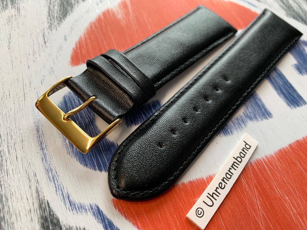 24mm Uhrenarmband, Leder goldene Schliesse, Uhrenband (Neu (gemäss