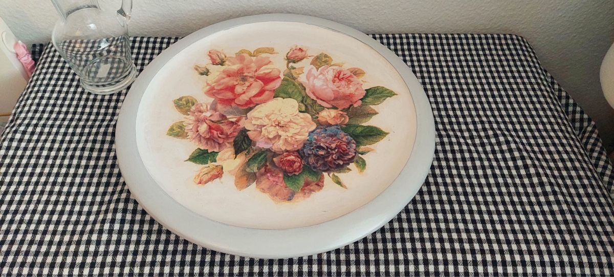 Tutte le decorazioni: Blumen Serviertablett, Durchmesser 33cm - Vintage Stil! – Nuovo (secondo la descrizione) da Basel venduto da Pureza82 2