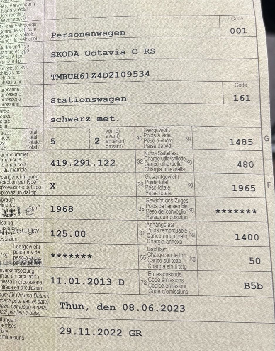 Skoda Automobili: Skoda Octavia RS – Difettoso da Meiringen venduto da Ble811 6