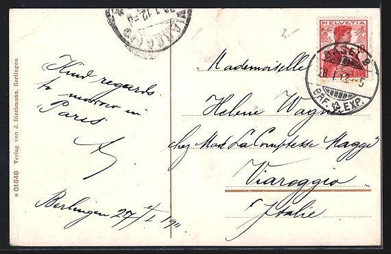 Cartoline postali: AK Berlingen, Ortsansicht und Uferpartie – Usato da Berlin venduto da bartko-reher 1