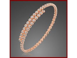 flexible Armspange Silber 925 rosé-vergoldet mit Zirkonias