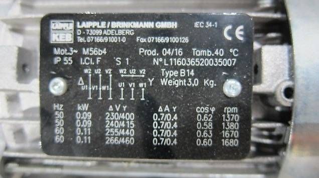 Moteurs: Getriebemotor M5664 Typ B14 Laipple & Brinkmann – D'occasion à Thun par Estell 4