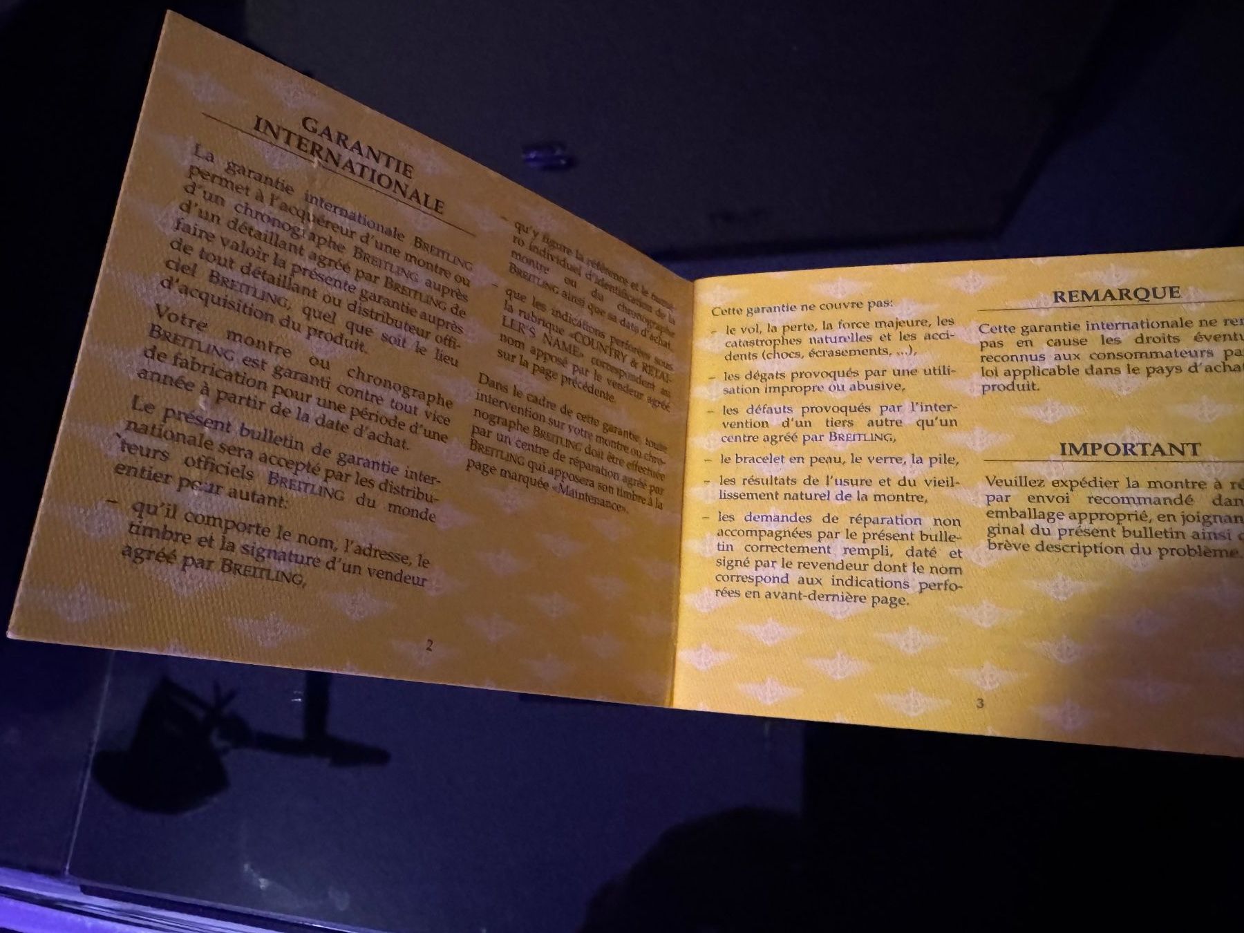 Breitling Orologi: Breitling Warranty Manual aus 1999 – Usato da Rüti ZH venduto da Oldexplorer 2