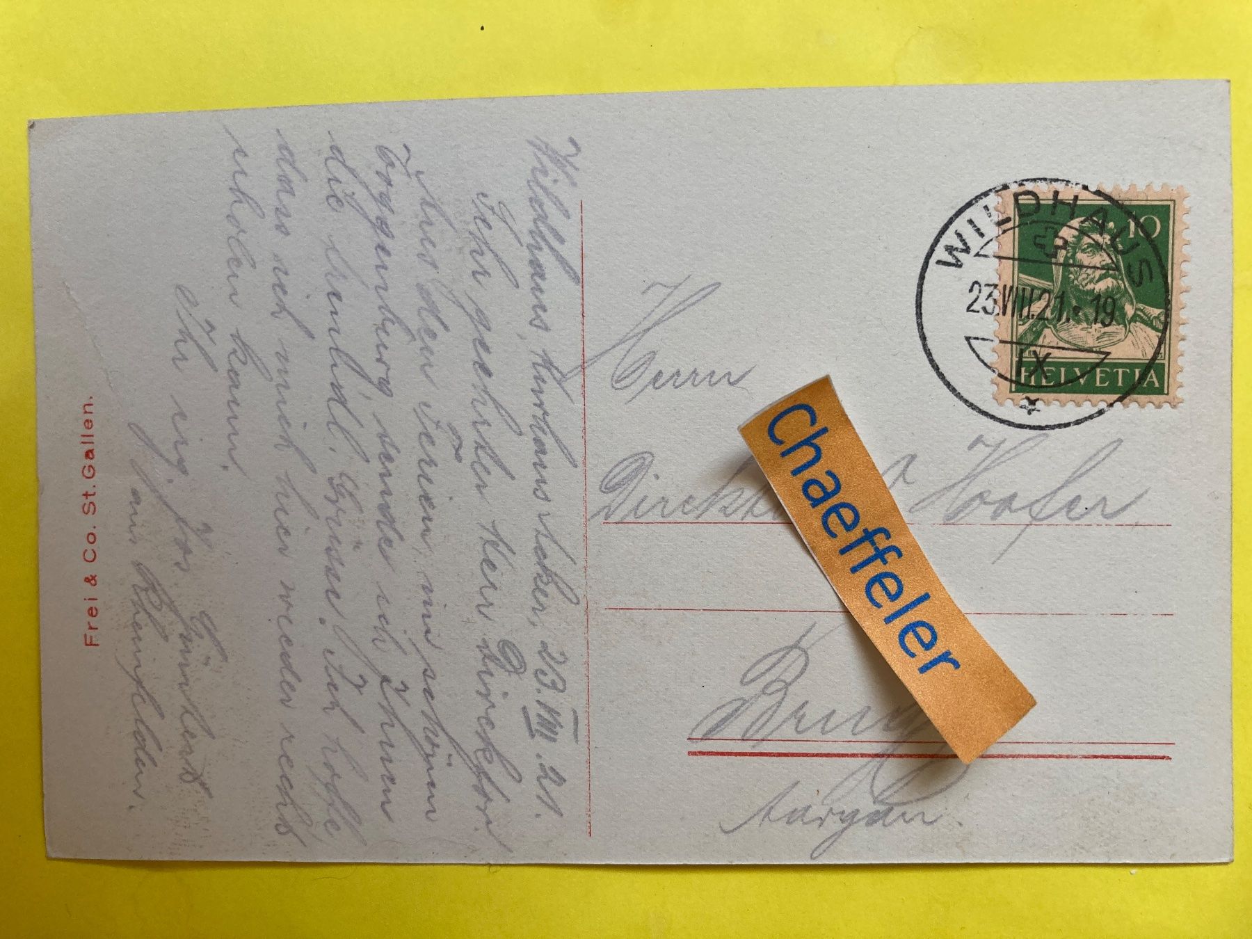 Cartes postales: 1921.  1468. Toggenburgerhaus – D'occasion à Zürich par Chaeffeler 1