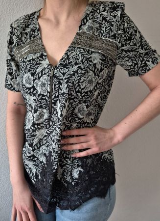 THE KOOPLES BLUSE TUNIKA 34 XS  SPITZE SHIRT TOP ZU JEANS
