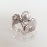 Silberring 925 er mit Perle & Zirkonia Gr. 18,1 mm