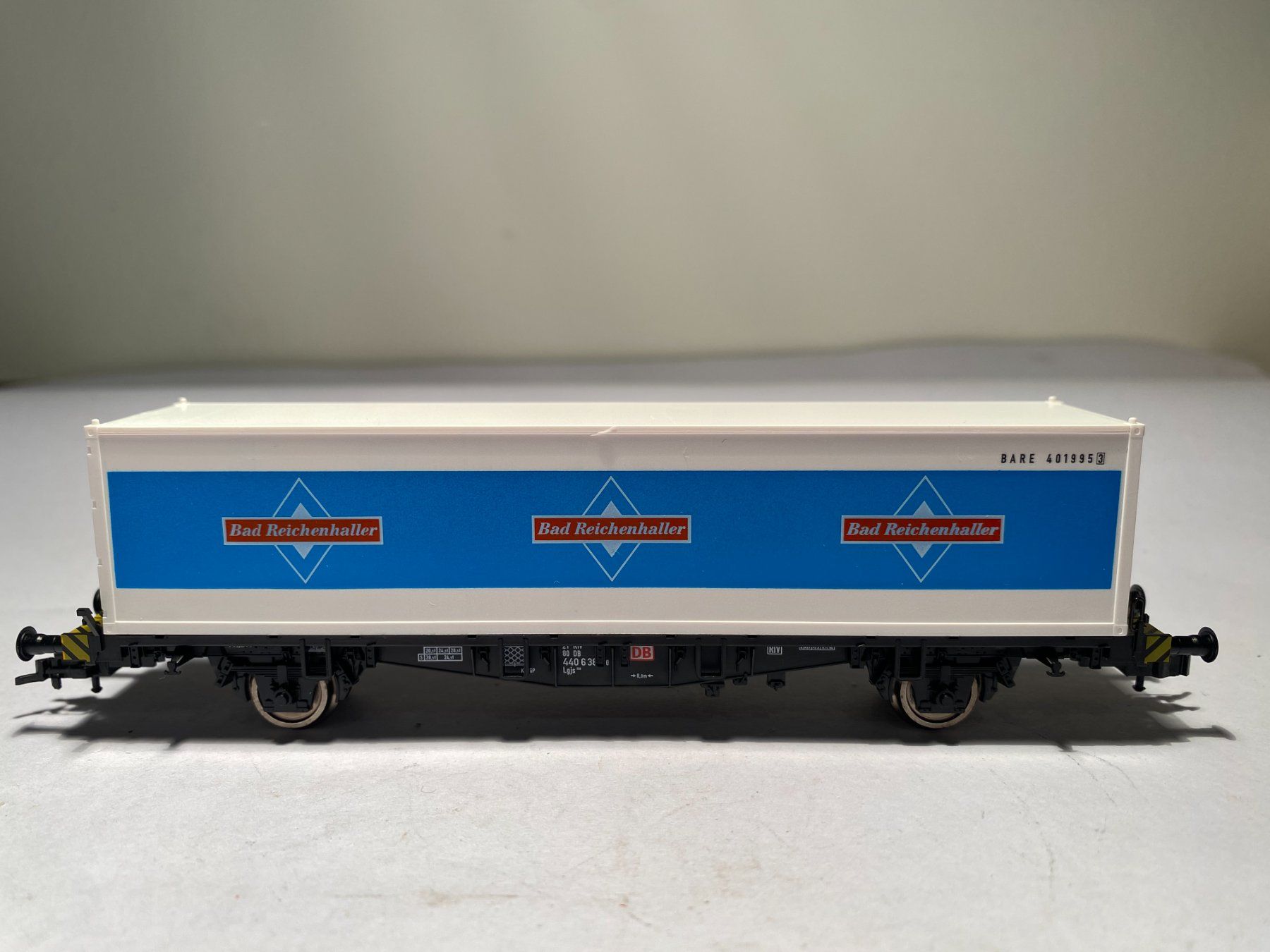 Fleischmann Modellini di ferrovie: Fleischmann 5240 Container-Tragwagen-Bad Reichenhaller, DC – Usato da Buchrain venduto da Modellbahn11 2