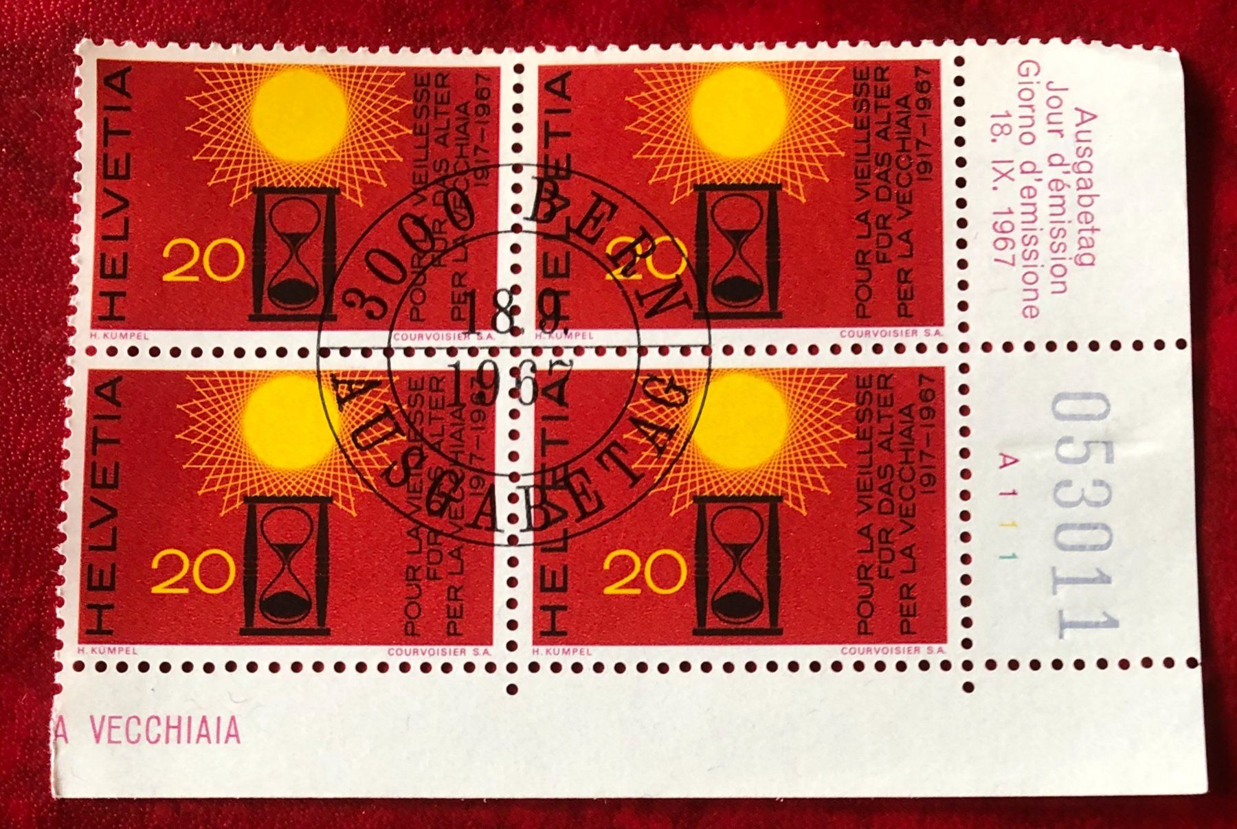 Tutti i francobolli: 4 er Block Nr.450 mit Stempel Bern   – Usato da Aarau venduto da Billa007