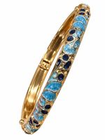 Damen Armreif Blau-Gold aus Kupfer – Vintage Emaille Look