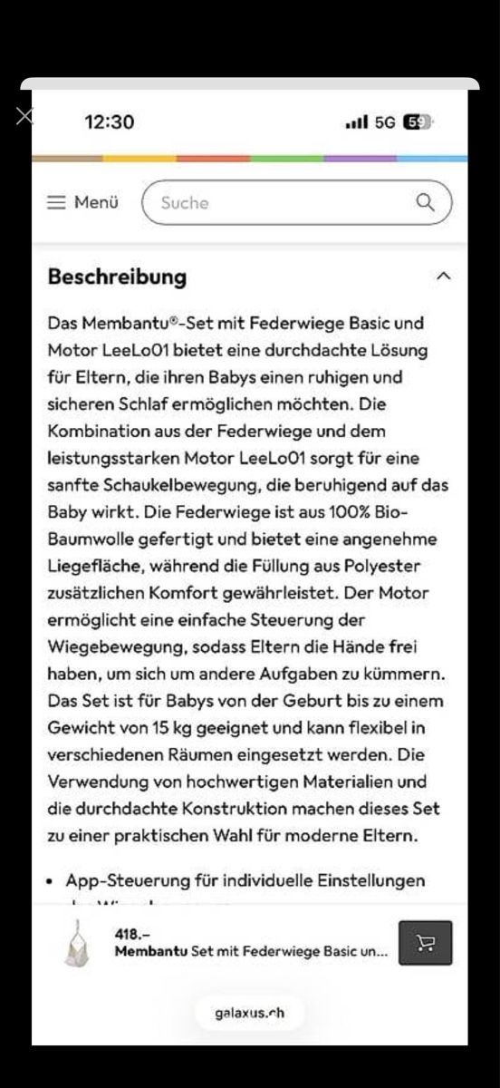Wippen & Schaukeln: Membantu Federwiege Set Basic mit Motor LeeLo01 weiss – Neu (gemäss Beschreibung) aus Dänikon ZH von lir_8hnc 3
