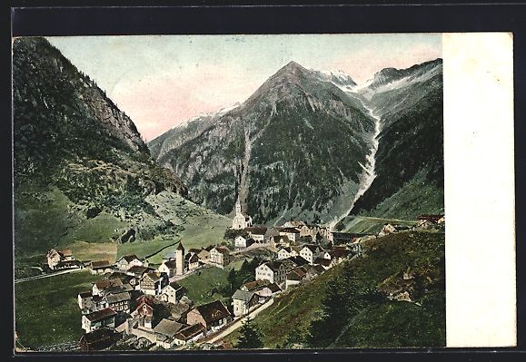 Cartoline postali: AK Goeschenen, Teilansicht mit Bergen – Usato da Berlin venduto da bartko-reher