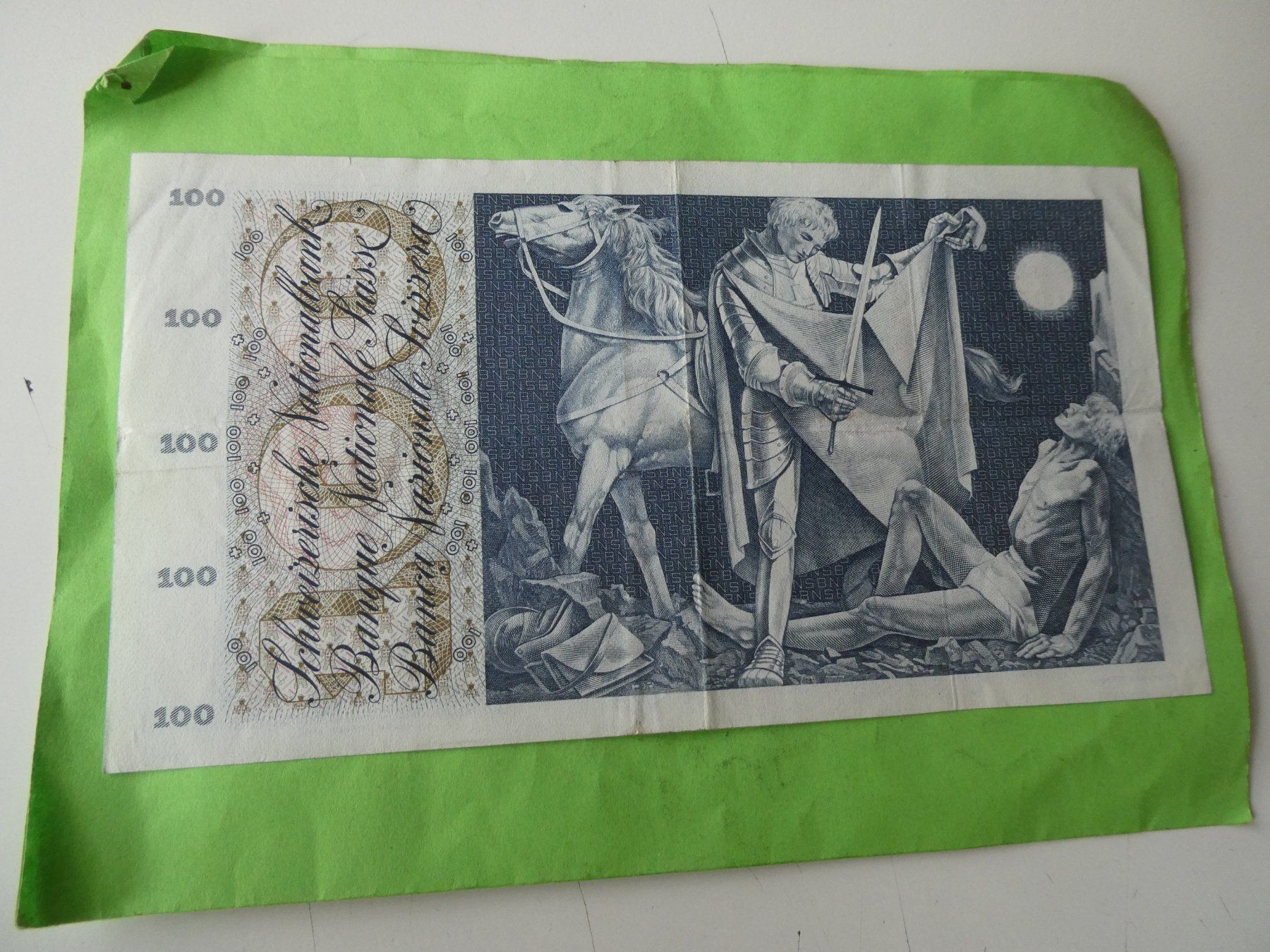 Banknoten: Schweiz 1971, 100 Franken – Gebraucht aus Hinterforst von Rohusri 1