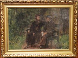 Franz Skarbina Ölbild „Jüdische Freunde“ signiert