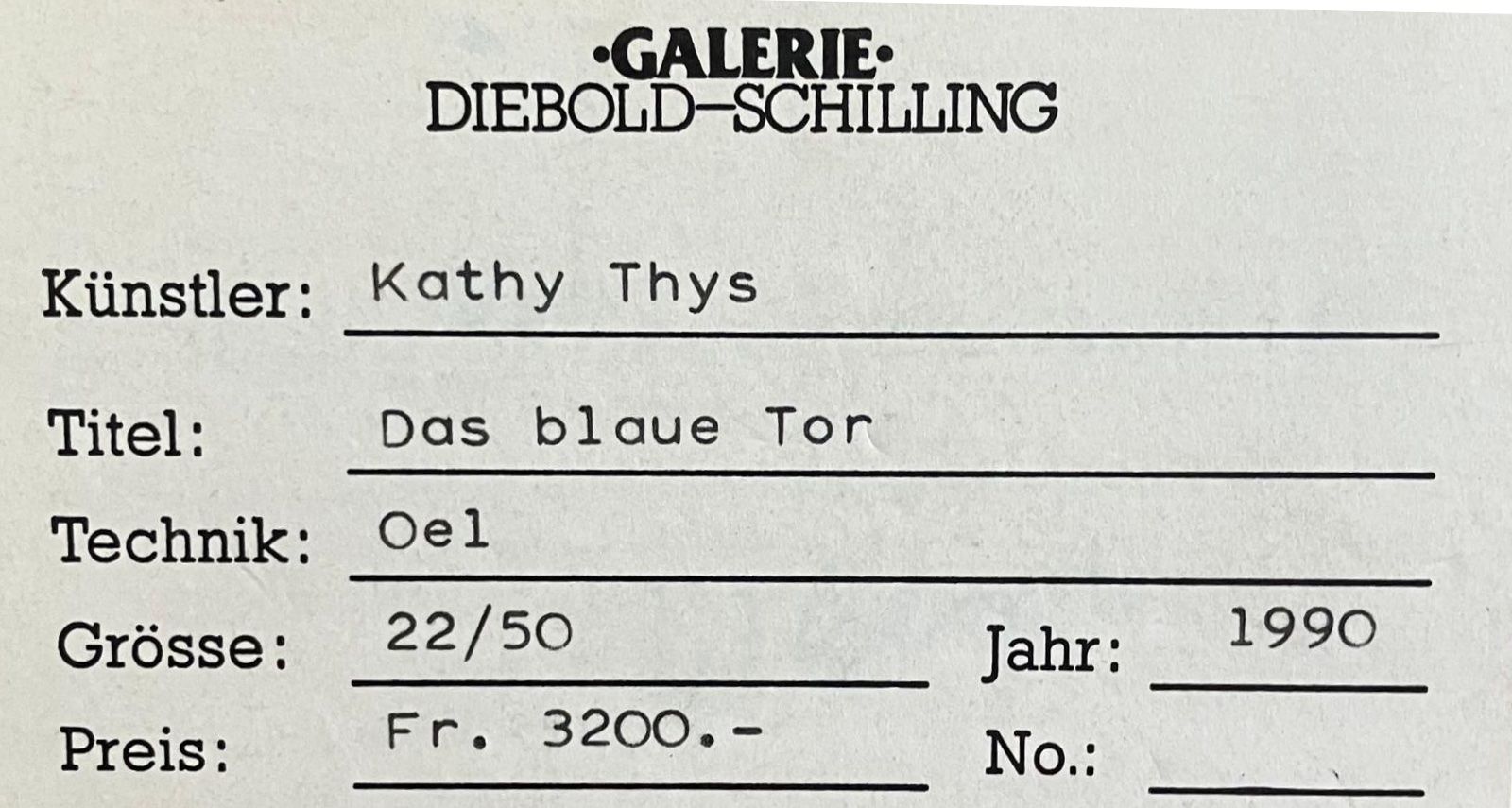 Gemälde: Kathy Thys - Oel - Das blaue Tor – Gebraucht aus Zürich von Bilder_Andreas 4