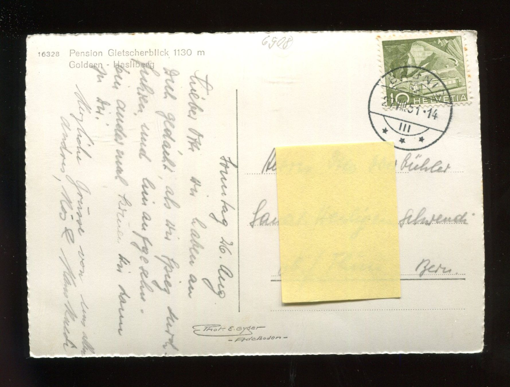 Cartes postales: Goldern, Hasliberg, Pension Gletschrblick – D'occasion à Aarau par Elmaar41 1