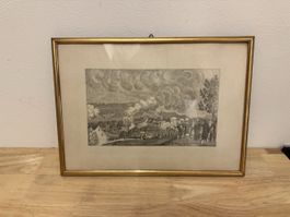 Radierung historisch Goldrahmen Eduard Balmer Liestal