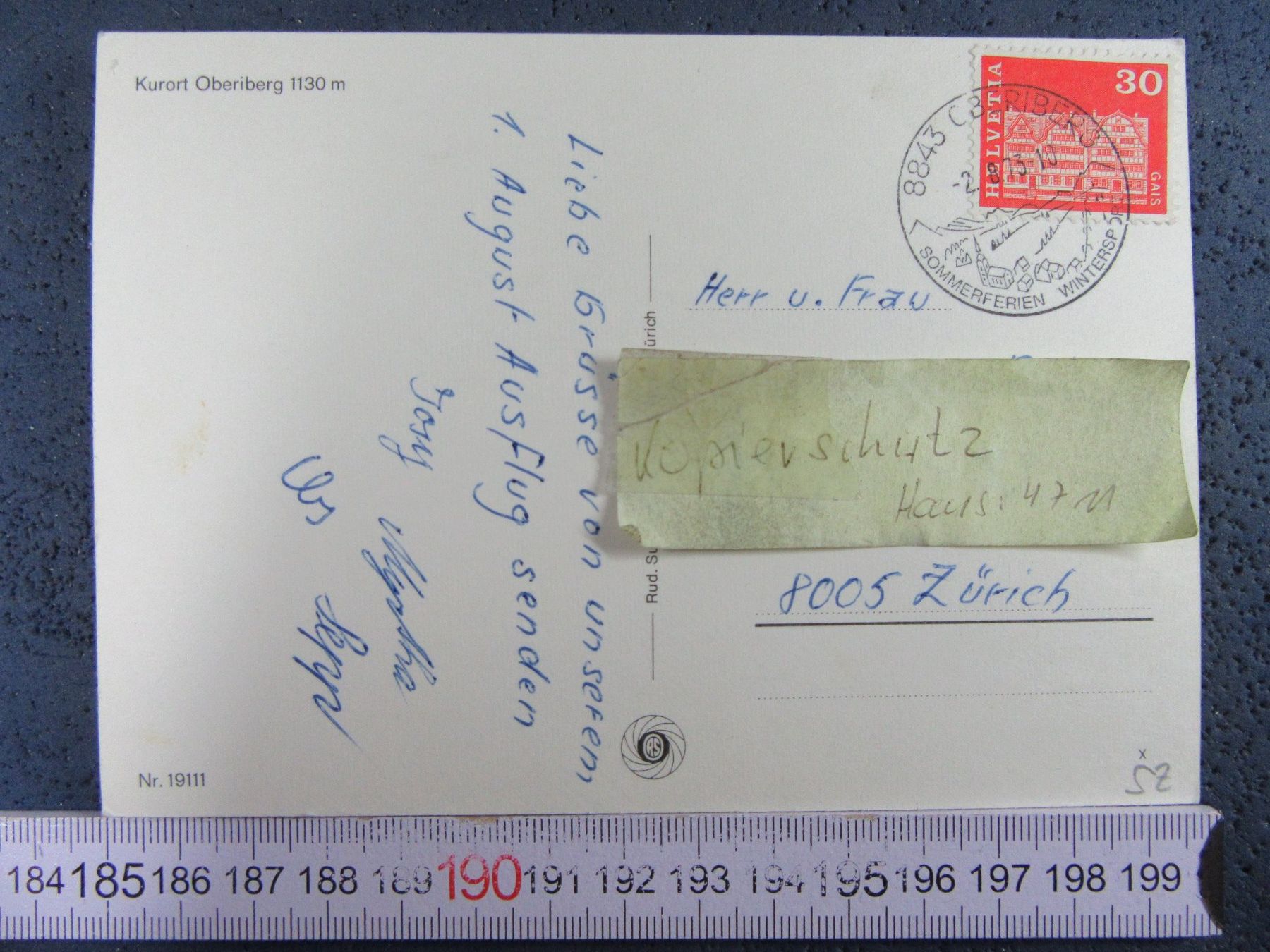 Ansichtskarten: OBERIBERG SZ AK ALPENBLUMEN 1973 – Gebraucht aus Ettingen von Hausi4711 1