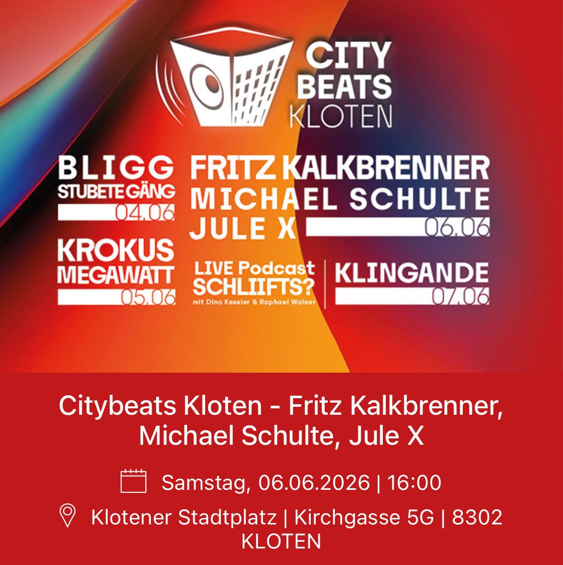 Biglietti: 2 Tickets City Beats 6.6 – Usato da Wallenwil venduto da cleliafrei