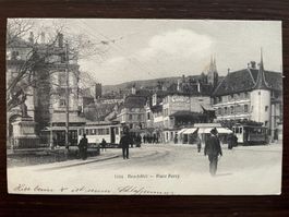 NEUCHÂTEL Place Pury / Purry TRAM / STRASSENBAHN 1910