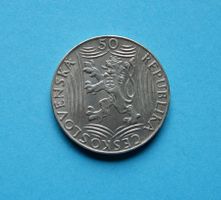 Münze Tschechoslowakei 50 Kronen 1949 Silber