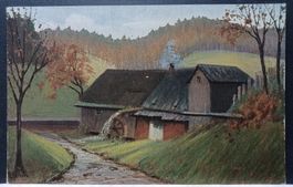 Alte Ansichtskarte Mühle, gelaufen 1919, Schöne Stempel