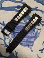 20mm Black Silicone Watch Strap with Metal Accents