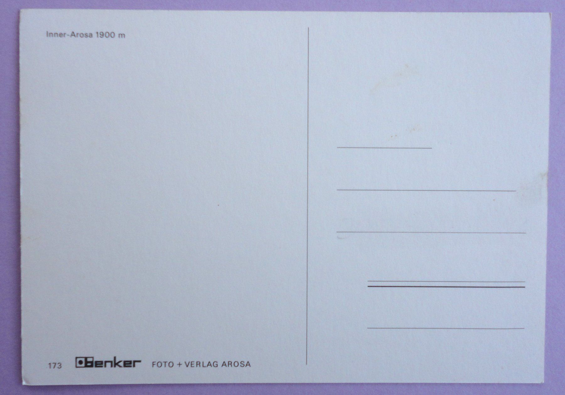 Cartoline postali: Inner-Arosa 1900 m – Usato da Fétigny venduto da Billy2miny 1