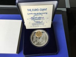 Euro-Gigant Spanien 2002,Versilberte Medaille 65mm. PP