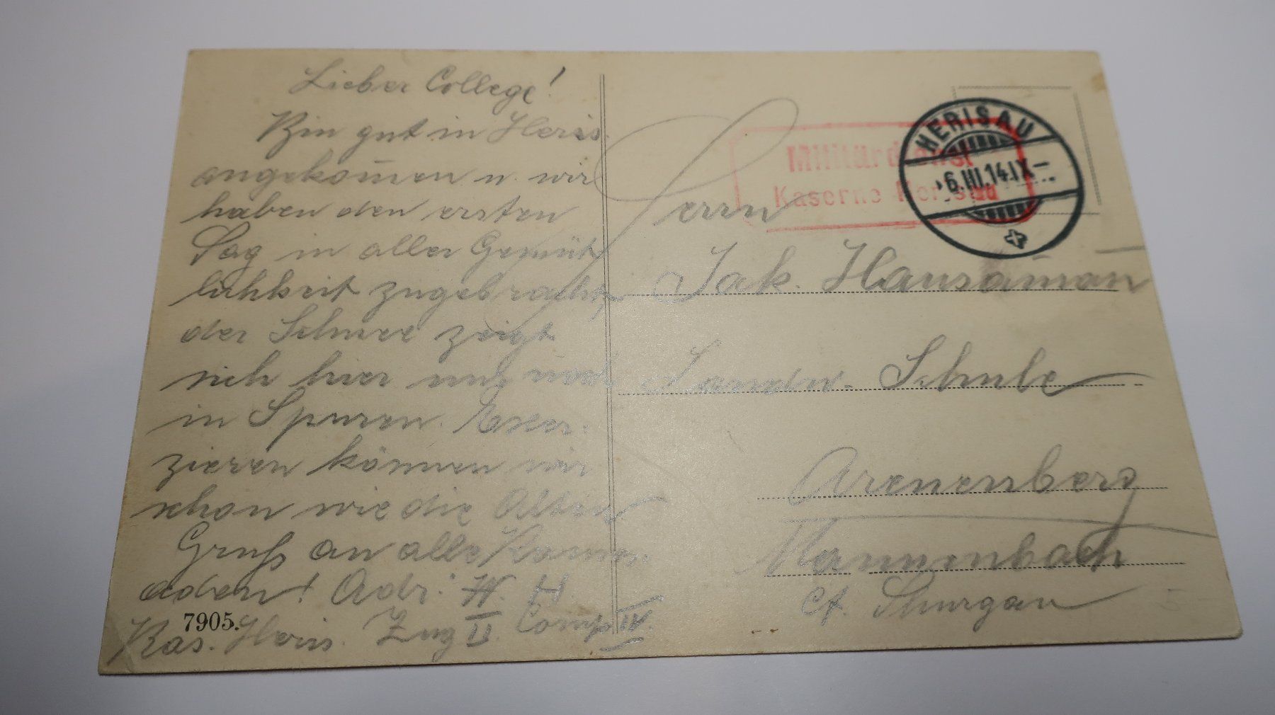Cartoline postali: Gruss aus Herisau  Kaserne  1914 – Usato da Cormoret venduto da Pascalll2001 3