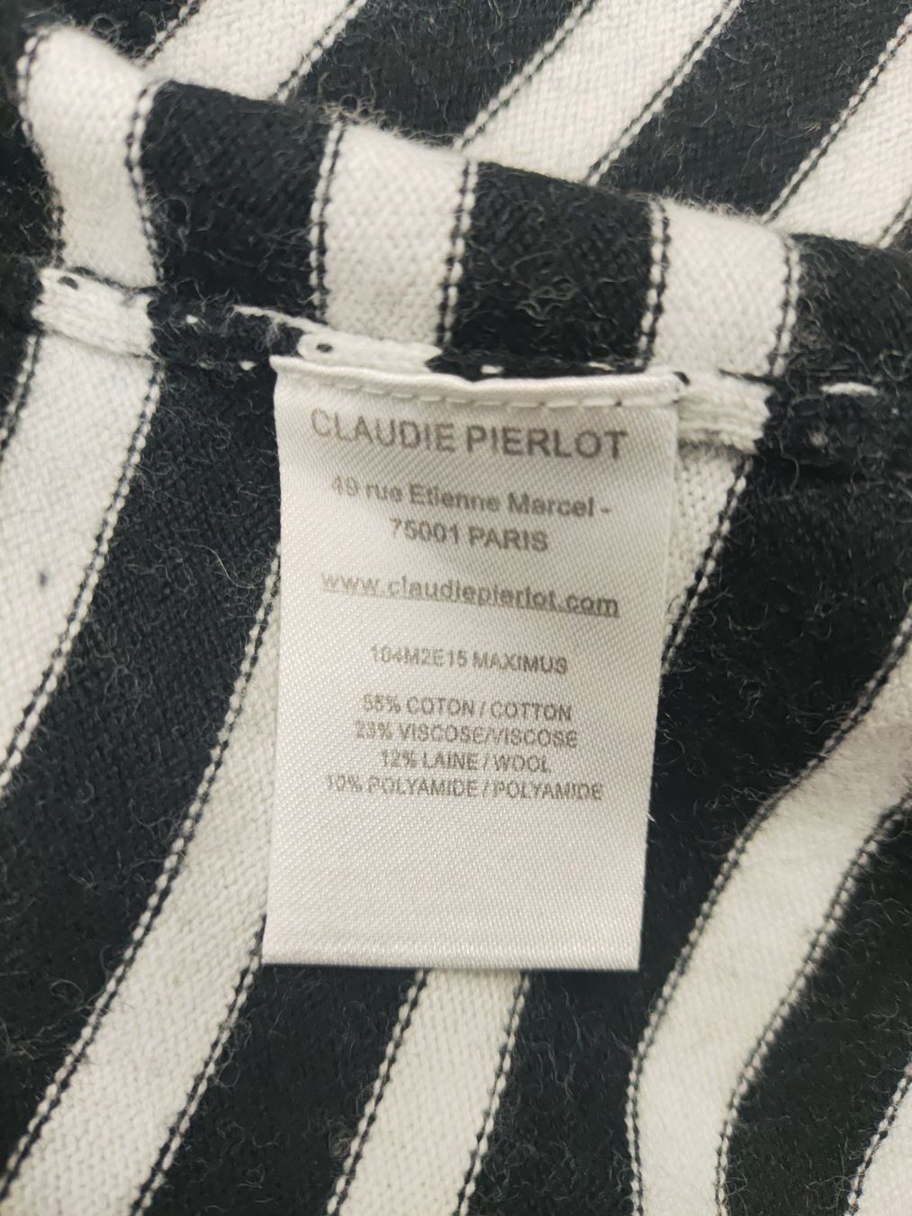 Claudie Pierlot Pullover & Sweatshirts: CLAUDIE PIERLOT | pull léger maille fine noir blanc | S – Gebraucht aus Bonfol von Elise.Str 7