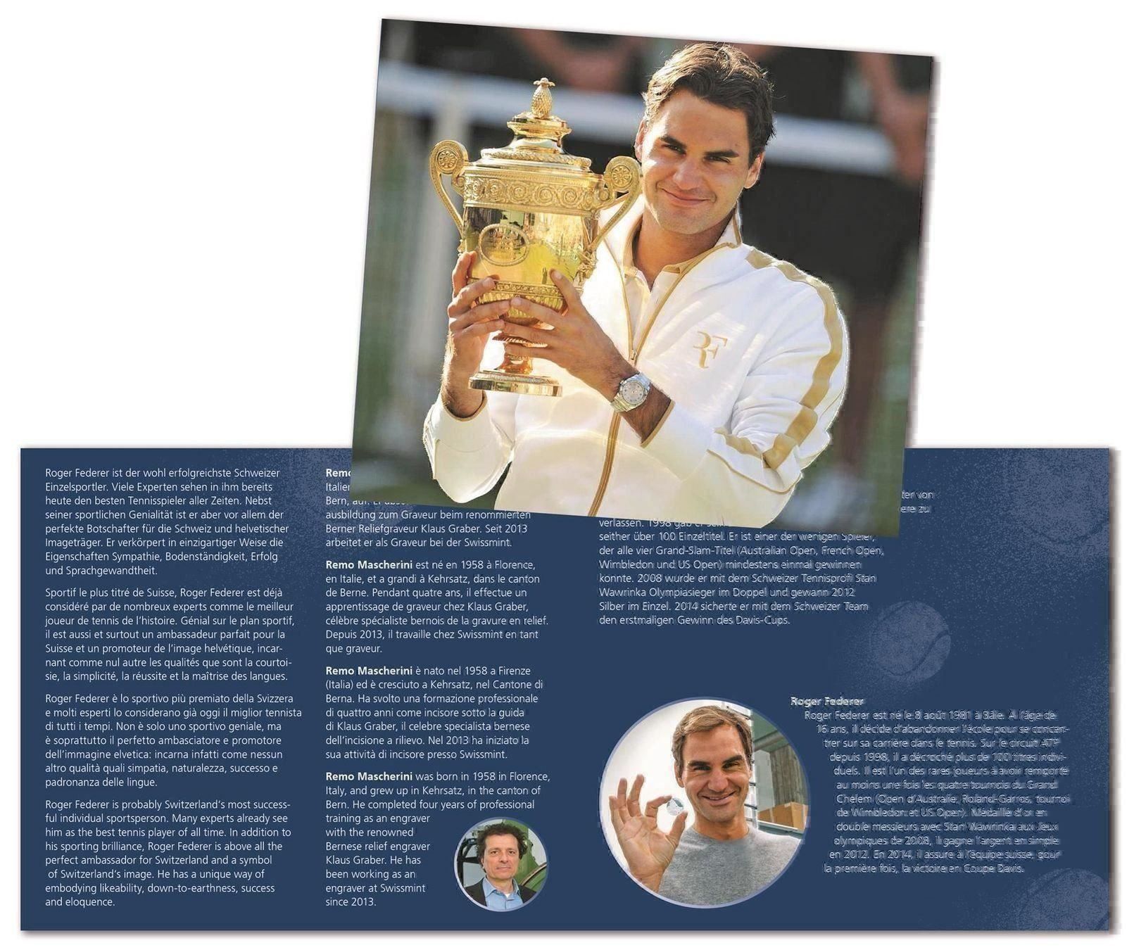 Tutti le monete: Roger Federer 20 Fr. im Folder – Nuovo e nell'imballaggio originale da Reichenburg venduto da Strok10