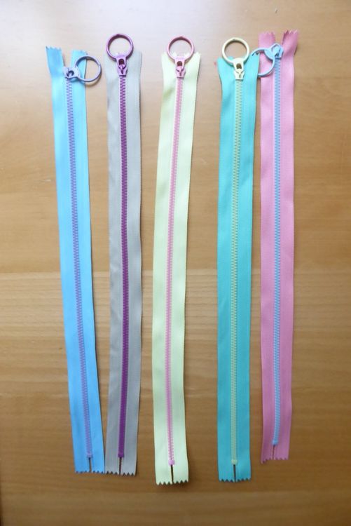5 Reissverschlüsse mit Ringzipper, 35 cm lang, farbig, neu 1