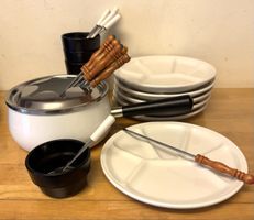 Fondue Chinoise Set, Pfanne + 6 Gabeln, 6 Tellern, 6 Schale