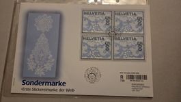 2000 FDC Luxusbrief 4x Stickerei Marke