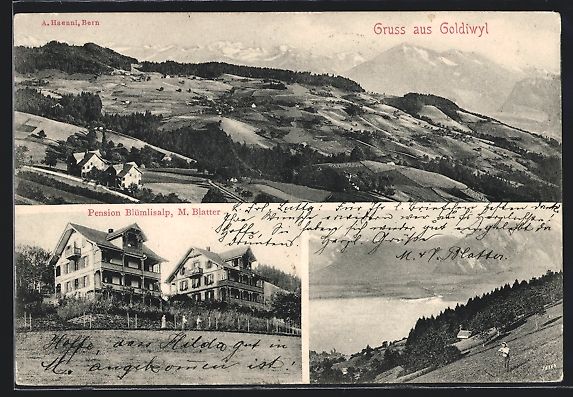Cartes postales: Goldiwyl, Pension Blümlisalp, Panorama – D'occasion à Berlin par bartko-reher
