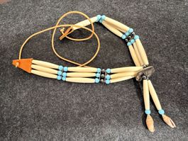 Halskette aus New Mexico – Bone Pipes, Türkis & Abalone