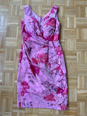 NEU Cocktailkleid Pink florales Muster mit Seidenanteil
