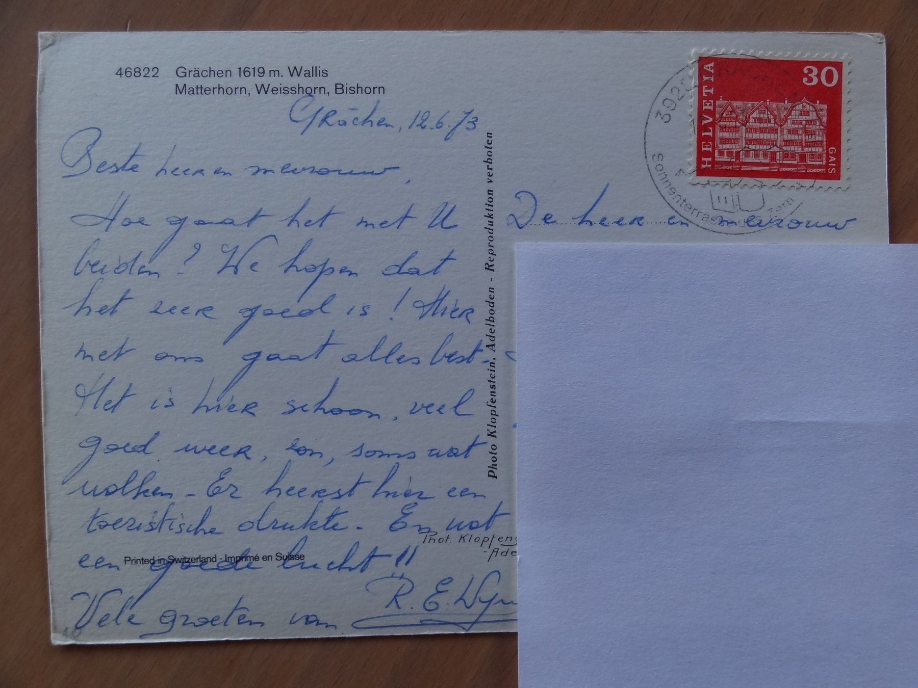 Cartoline postali: Grächen - 12.06-1973 – Usato da St Léonard venduto da Riglin 1