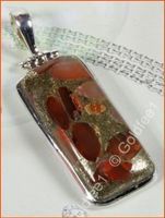 Karneol Kupfer Cabochon Anhänger 925 Silber