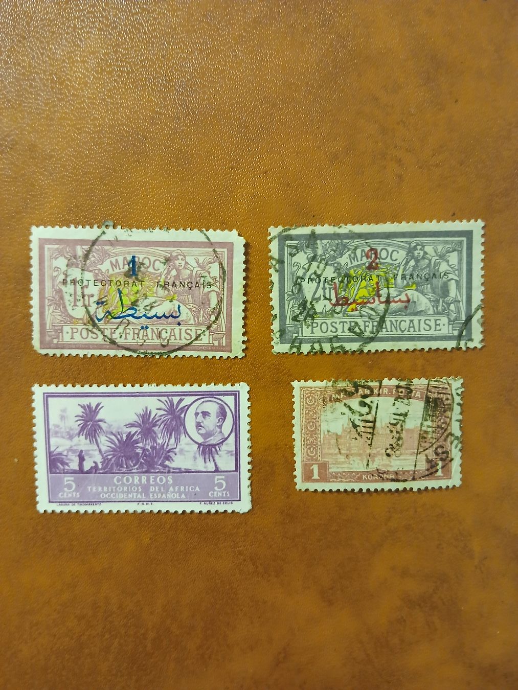Alle Briefmarken: Timbres Maroc Protectorat Français Occidentale 4 pièces – Gebraucht aus Marly von globetrotter1723