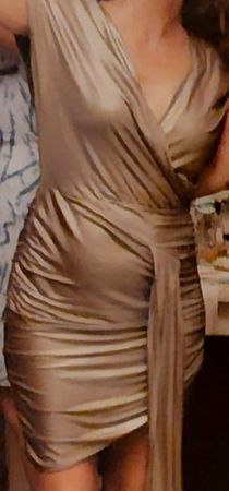 Simona Corsellini Kleid, Gr. S-M, Gold-Braun, neuwertig