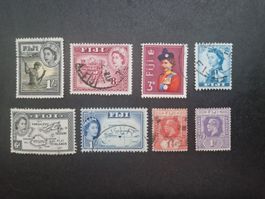 8 seltene Fiji Briefmarken, Jahrgang 1950er Jahre
