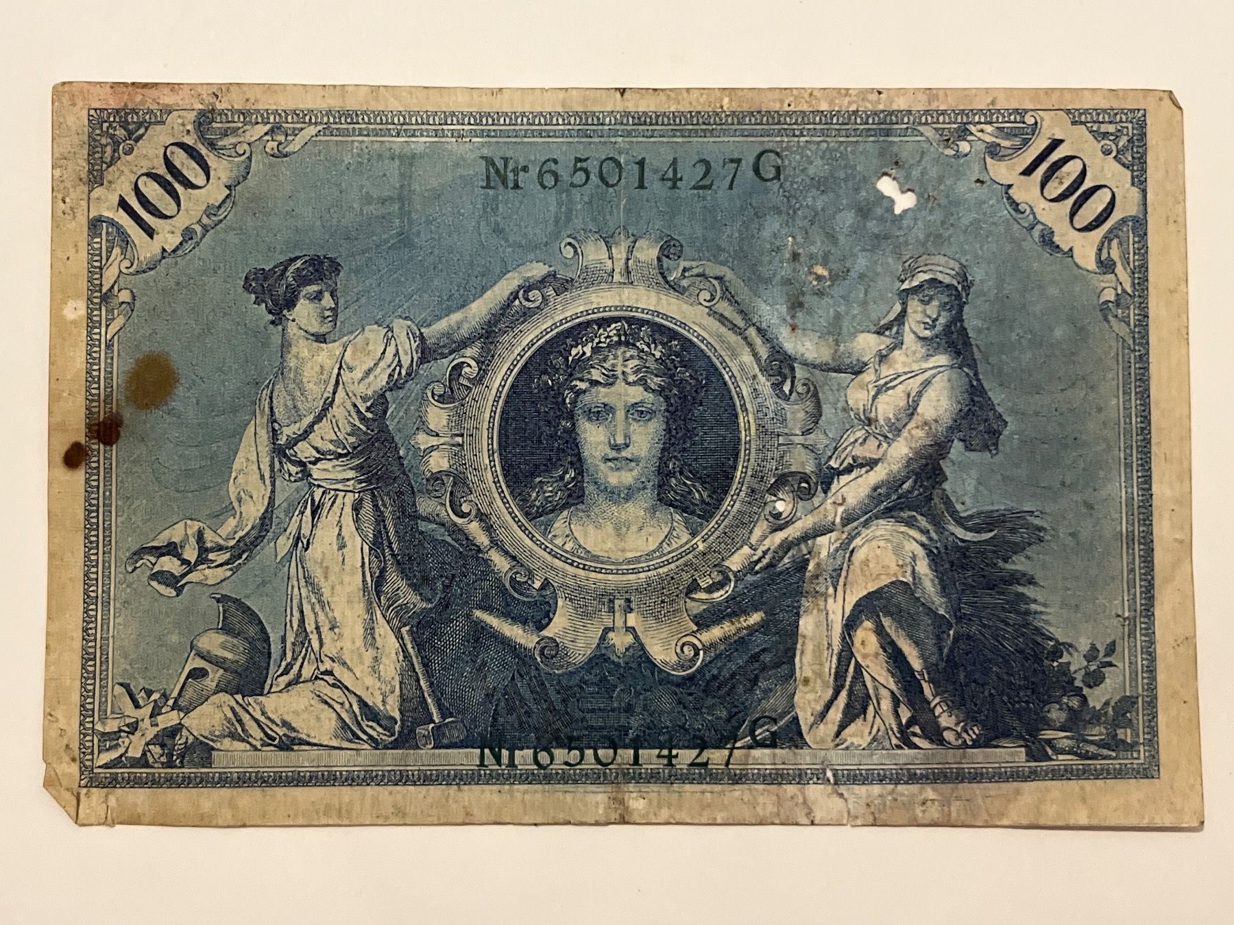 Banknoten: Seltene Reichsbanknote 100 Mark 7. Feb 1908 – Gebraucht aus Hergiswil NW von SLDM 1